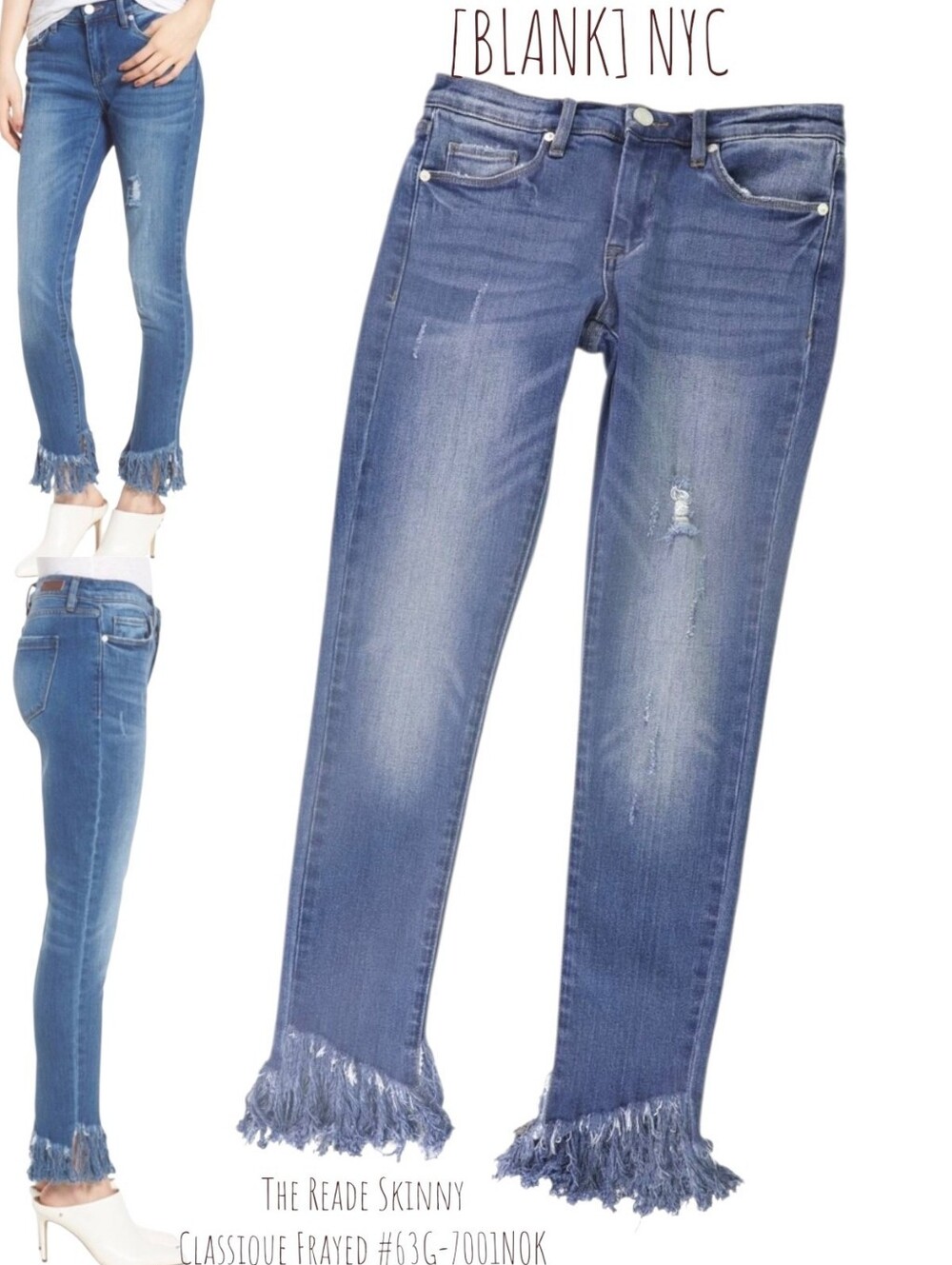 Blank NYC Women's The Reade Skinny Classique Jean's Ankle Fringe Light denim 26